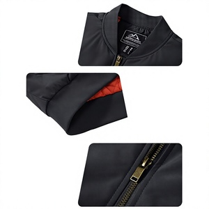 Blouson Bomber Noir pour Homme LONG MISSION INDUSTRY, Doublure en Nylon, Respirant, Coupe-Vent, Fermeture Éclair en Polyester, Col Mandarin - Product Image 3