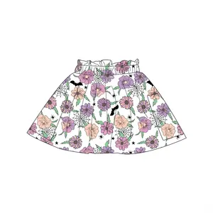 लिआंगज़े ओडीएम हॉट सेलिंग फैशन बेबी गर्ल्स ड्रेस हाई वेस्ट प्लीटेड टॉडलर बेबी फ्लावर प्रिंट रफ़ल स्कर्ट