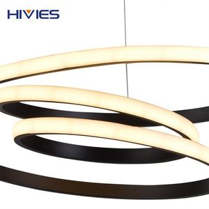 Offre Spéciale lampes modernes en aluminium éclairage intelligent suspendu au plafond anneau décoratif cercle rond maison LED lustres suspension - Product Image 6