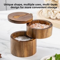 Pot en bois d'acacia, boîte à épices en bois massif, moulin à poivre artisanal en bois, pot à épices, rangement pour épices
