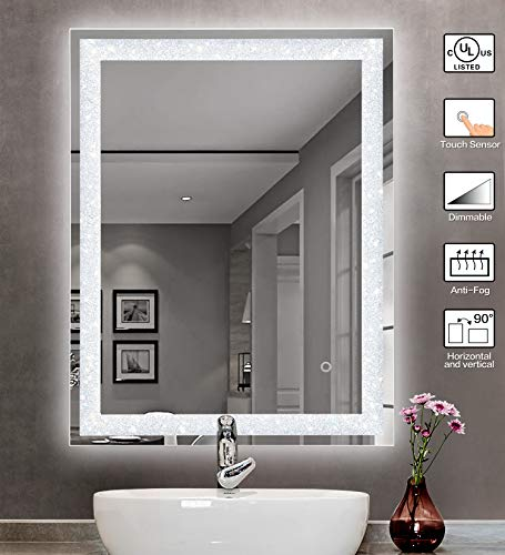 Smart Touch Switch Bathroom LED Mirror  Makeup Mirror Lights  Glass Silver Back-lit Frameless Mirror
