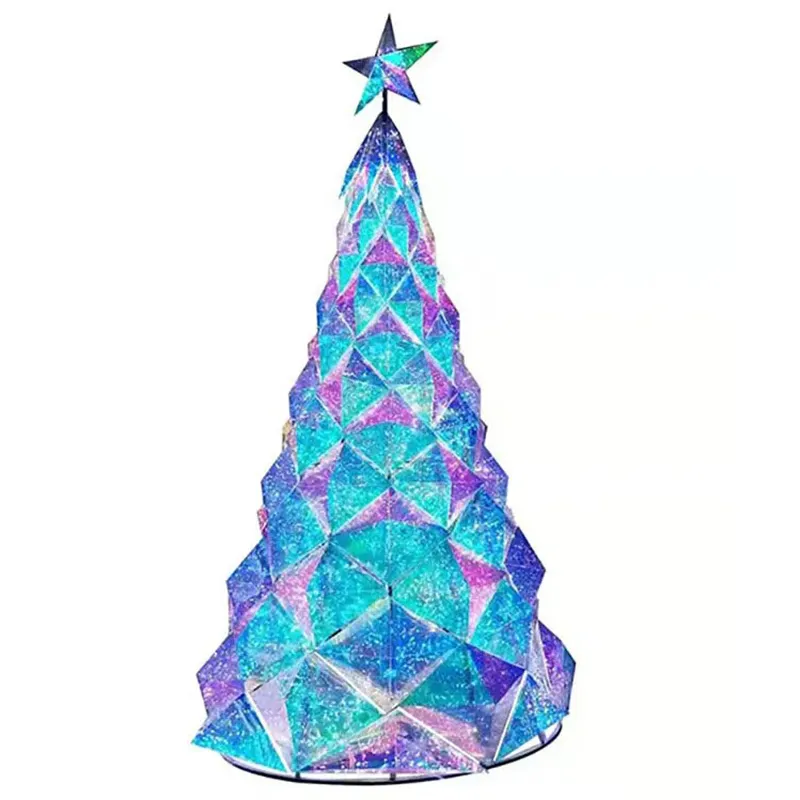 Ticari dekorasyon fikir açık büyük ışıklı Prelit led ışıklı yılbaşı ağacı koni kristal noel ağacı ışık noel ışıkları ile