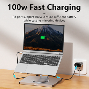 อะแดปเตอร์อะลูมิเนียม 10 in 1 USB C พร้อมแท่นวางแล็ปท็อป มัลติพอร์ต USB 3.0 Type C Hub รองรับ 4K 60Hz HDTV และ Gigabit Lan - Product Image 6