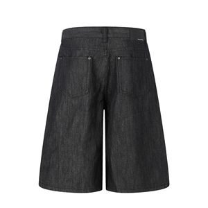 Shorts en jean mi-long pour homme, style Hip Hop, coupe ample, design boutons cloutés, couleur originale Bull, tendance neutre américaine, style urbain - Product Image 3