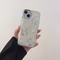 Coque pour iPhone 18 avec strass, nœud papillon en perles, époxy, style coréen, coque pour iPhone 14, coque papillon pour femme, 17 Pro Max, 16 Plus, 15