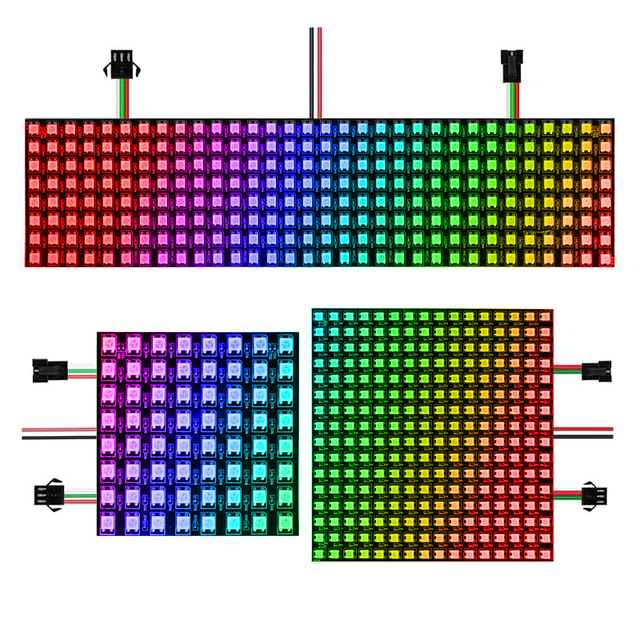 Flexible Addressable LED Pixel Screen 5050 SMD WS2812B Integrated IC Changeable RGB 8*8 16*16 8*32 Matrix Module Panel Lights