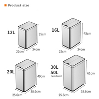 12L/16L/20L/30L/50L Sensor IR Puertas batientes Cubo de almacenamiento de sensor automático de acero inoxidable abierto