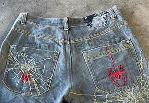 Streetwear d'été personnalisé pour hommes, vêtements de ville brodés en coton hip hop punk tendances, shorts essentiels en <span class=keywords><strong>jean</strong></span> délavés à l'acide, shorts streetwear - Product Image 3