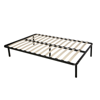 Lit double en bois et métal, simple et élégant, avec rangement, directement de l'usine
