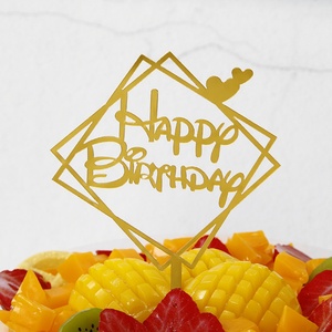 ชุดตกแต่งหน้าเค้กขายส่ง อุปกรณ์ตกแต่งอะคริลิค ป้ายแฮปปี้เบิร์ธเดย์สำหรับคัพเค้กและเค้ก - Product Image 5