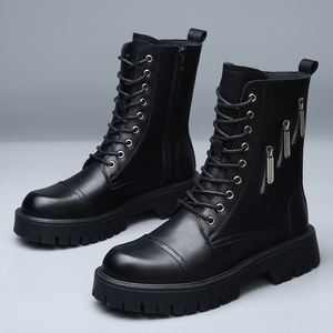 High Top Chelsea <b>Boots</b> for Men Casual Work in Trendy Design High Heel Rubber Upper Breathable Waterproof Anti-slip - Product Image 1
