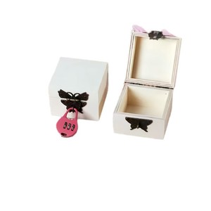 Wooden Storage Box <b>Square</b> Solid Wood With <b>Combination</b> Lock For Home Bedroom Jewelry Box - Product Image 4