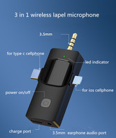 Microphone Lavalier Sans Fil K15 pour iPhone, Android et Appareil Photo, Mini Microphone 3-en-1 2.4G à Latence Ultra-Faible pour Enregistrement Vidéo/Vlog