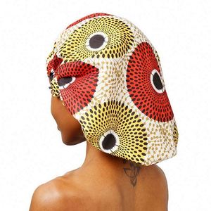 Bonnet de nuit double couche en satin de polyester imprimé africain grande taille réglable pour femme, idéal pour l'extérieur - Vente en gros - Product Image 3