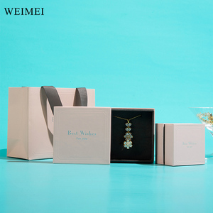 Custom Logo Cardboard Drawer Jewelry <b>Box</b> with Handle Paper <b>Gift</b> Bag Luxury Jewelry Packaging Set - Product Image 5
