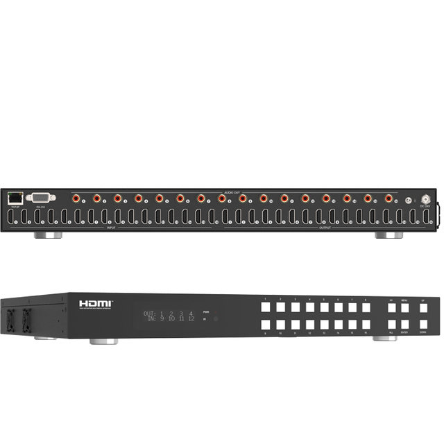 16x16 UHD 4K 60Hz HDR HDMI Matrix Switcher with Down Scaler SPDIF Audio Extractor