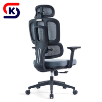 Chaise de bureau ergonomique avec appui-tête réglable, chaise de bureau pivotante à dossier haut en maille respirante pour le bureau à domicile