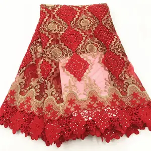 Beautifical tulle con strass tessuti del merletto del campione africano del merletto disegni ML7N192