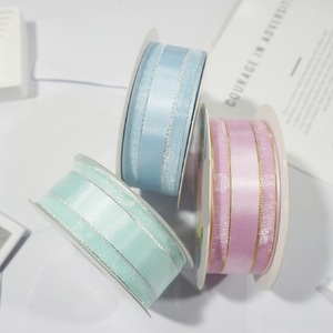 Logo personalizzato in poliestere <span class=keywords><strong>Metallia</strong></span> bordo nome Logo stampato nastro Organza per imballaggio decorazione - Product Image 1