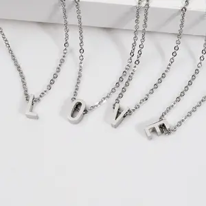 Stainless Steel Silver 26 English Initial Letter Pendant Necklace Custom Name Friendship Birthday Gift Personalized Necklaces