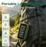 Detector de Calidad del Aire Portátil 7 en 1, Recargable, con Monitor de O2, CO, CO2, Temperatura y Humedad, Linterna y Tarjeta SD para Camping