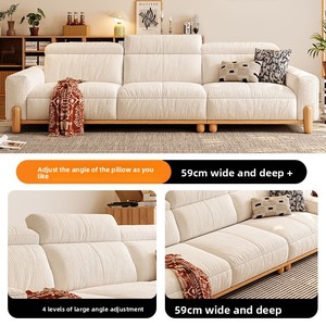 <span class=keywords><strong>Canapé</strong></span> Tongyute Nordic avec cadre en bois massif amovible et lavable, éponge haute densité, appui-tête multifonction réglable, salon - Product Image 2