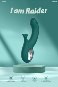 Massaggiatore Rabbit OEM Svakom Raider 20.3CM in Silicone Verde Scuro con Curva a S, 7 Modalità di Spinta e 10 di Vibrazione, IPX5, Ricaricabile USB, per <span class=keywords><strong>Adulti</strong></span> - Product Image 2