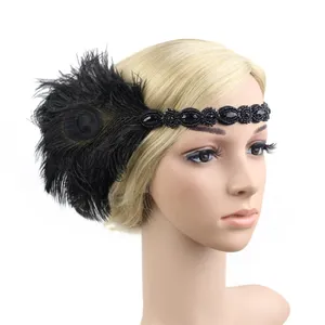 40 Stijlen Strass Kralen Sequin Haarband Vintage Gatsby Party Hoofddeksel Vrouwen Flapper Feather Hoofdband Haar Accessoires