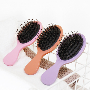 Peine de madera antiestático, rizador de pelo, masaje del cuero cabelludo, Mini peine portátil de moda para mujeres, barba con cepillo de cerdas - Product Image 6