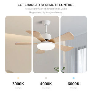 โคมไฟเพดาน LED สำหรับห้องนั่งเล่นห้องนอนโคมไฟระย้าตกแต่งพัดลมเพดานใบมีดไม้ - Product Image 3