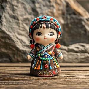 Mini Ethnic Doll <b>Plastic</b> Toy With Colorful <b>Beads</b> And Traditional Costume For Girls Age 5 To 7 Years - Product Image 4