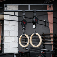 Anillas de Gimnasia Portátiles y Duraderas de Madera Amarilla para Entrenamiento de Peso Corporal, con Correas Numeradas Ajustables, Juego de Anillas de Tracción para Ejercicio