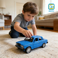 Coche de juguete de metal fundido a presión Lada 2107 ruso 1:18 con función de retroceso, una luz, puertas que se abren, modelo de coche de aleación con luz y música para niños
