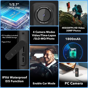 360 M3 Mini Thể Thao Máy Ảnh 4K HD Nightshot Hành Động Vlogging 10X Màn Hình Cảm Ứng Wifi Không Thấm Nước CMOS Cảm Biến H.265 H.264 Video - Product Image 4