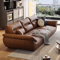 Sofá Seccional de Cuero Genuino de Lujo Ligero Minimalista Italiano, Diseño Moderno, Ajustable, Sin Brazos, para Sala de Estar, con Cubierta de Piel de Vaca