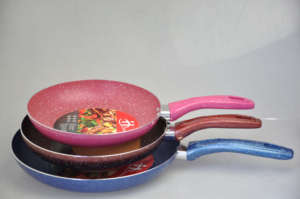 Wok antiadherente verde de <span class=keywords><strong>12</strong></span> pulgadas, sartén para freír Wok de 30cm, sartén antiadherente de piedra médica, juego de utensilios de cocina de aluminio Marnites con tapa - Product Image 4