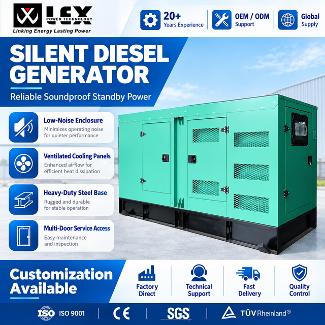Silent Diesel Generator Set 4 Stroke Water Cooled 50Hz Low Noise Enclosure Genset for Hospital Building Backup Power