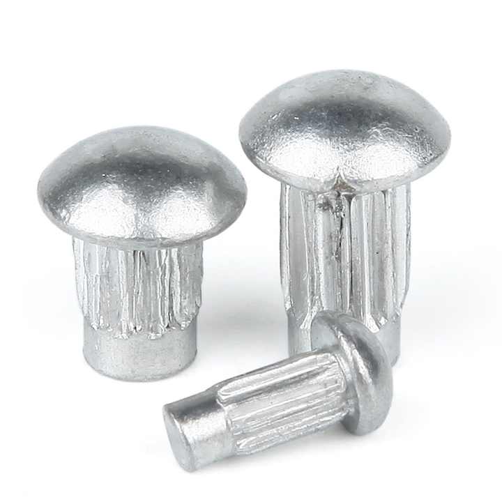 M3 X 6 mm Knurled Shaft Round Head Aluminium Full Rivet Silver Tone DE ...