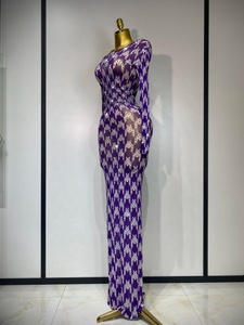 Vestido de malla transparente con pedrería para mujer, elástico, brillante, para actuaciones de baile, discoteca, fiesta, disfraz de escenario - Product Image 2