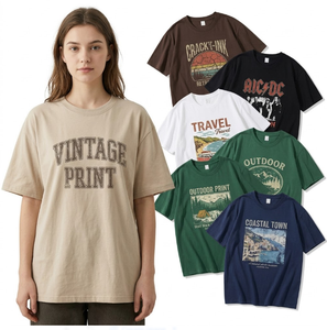 Lotes de Ropa Vintage para Exteriores, Camisetas Unisex con Estampado en el Pecho, Algodón Puro de Alta Calidad, Talla Única, Hecho en China/GUA 18-45 99999 Stock - Product Image 2