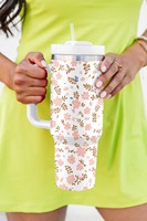 Gobelets en acier inoxydable Boho Floral 27 couleurs 40oz tasses de voyage paille mignon fleur blanche imprimer plusieurs imprimés floraux mignon