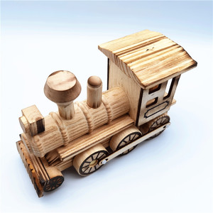Venta al por mayor adornos locomotora juguete de simulación de madera regalos para niños tren de madera - Product Image 3