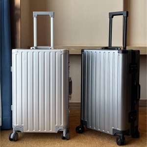 All Aluminum Alloy <b>Suitcase</b> 28 Inch Trolley Case <b>Lock</b> Business Travel Unisex 360 Degree Spinner Wheels Solid Color Metal Luggage - Product Image 1