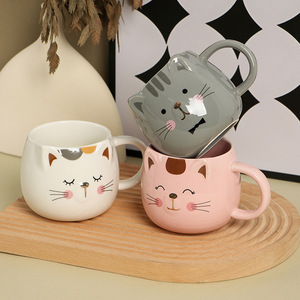 Cerâmica Gato Bonito Copo Branco/Preto Café Leite Canecas Dos Desenhos Animados Sorvete Açúcar Chá Sobremesa Sopa Escritório Casal Beber copos - Product Image 2