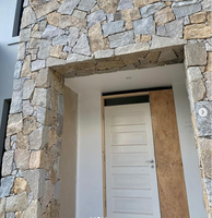 SHIHUI Pierre Naturelle Jaune Tigre Quartzite Texturée Forme Libre Revêtement Mural Extérieur en Pierre Empilée