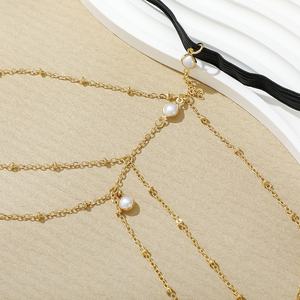 Cadena de <span class=keywords><strong>Muslo</strong></span> Elástica Vintage Sexy para Mujer, Aleación Dorada, Cristal, Diamantes de Imitación, Clip, Cuentas, Cadena Múltiple para Pierna, Fiestas, Bodas, Aniversarios - Product Image 3