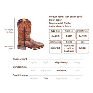 Botas vaqueras de cuero genuino para hombre, suela de goma Vintage, botas de vaquero personalizadas de alta calidad para hombre, botas marrones occidentales para hombre - Product Image 4