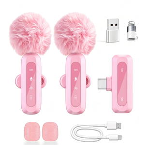 Microphone cravate sans fil rechargeable J3 1 émetteur 2 récepteurs, mini, avec réduction intelligente du bruit, pour diffusion en direct en extérieur - Product Image 2