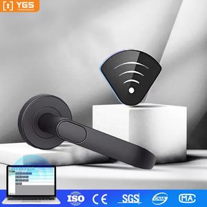 YGS <span class=keywords><strong>Set</strong></span> tuas kunci pintu, kunci gagang pintu warna hitam emas bundar 3 tuas kunci paduan seng tugas berat - Product Image 2