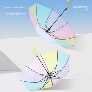 Piccolo <span class=keywords><strong>ombrello</strong></span> creativo trasparente con Logo colorato con Logo stampato fresco a manico lungo <span class=keywords><strong>ombrello</strong></span> da regalo pubblicitario - Product Image 3